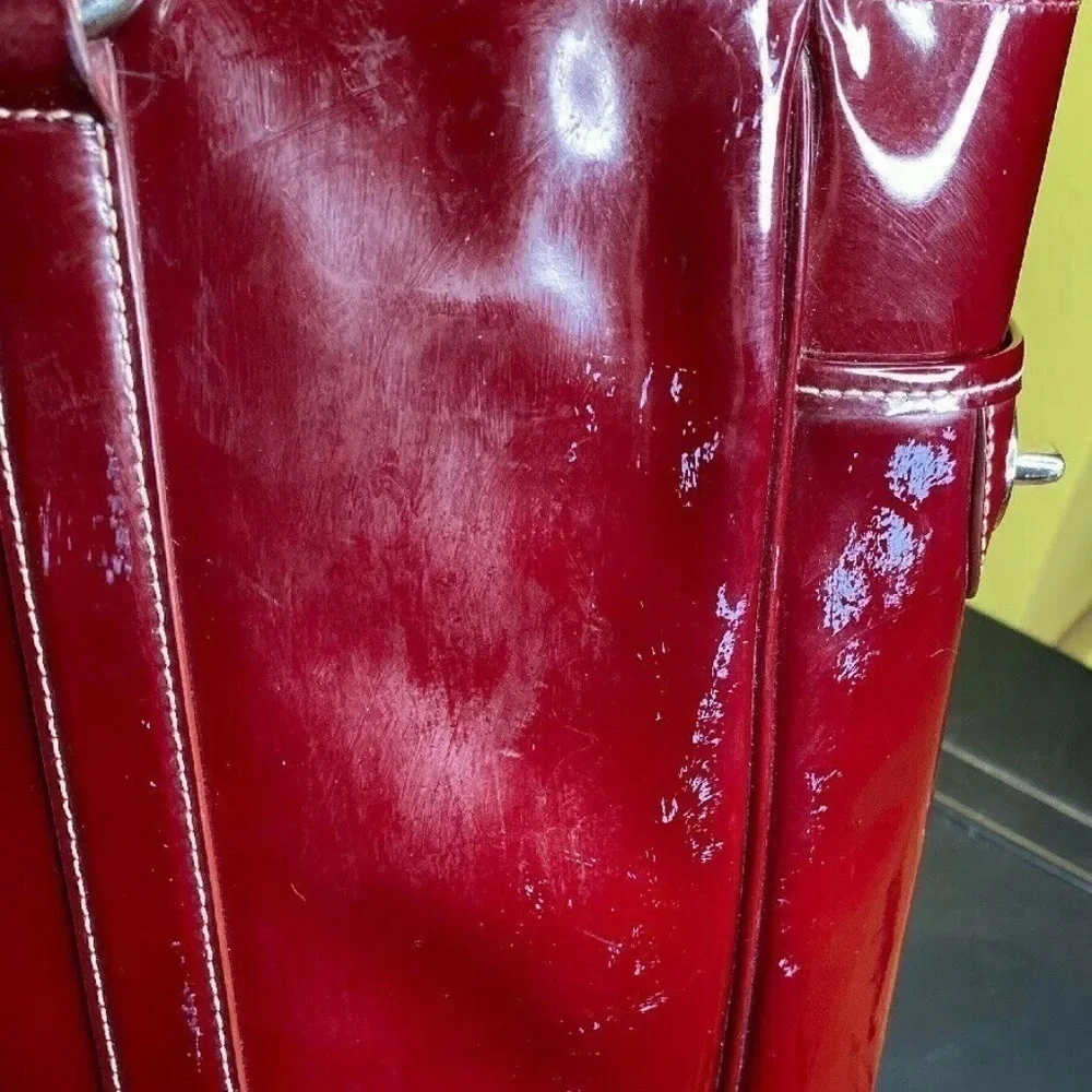 Coach F12838 Burgundy Red Wine Patent Leather Tote